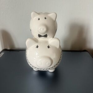 Charming White Piggy Bank Duo